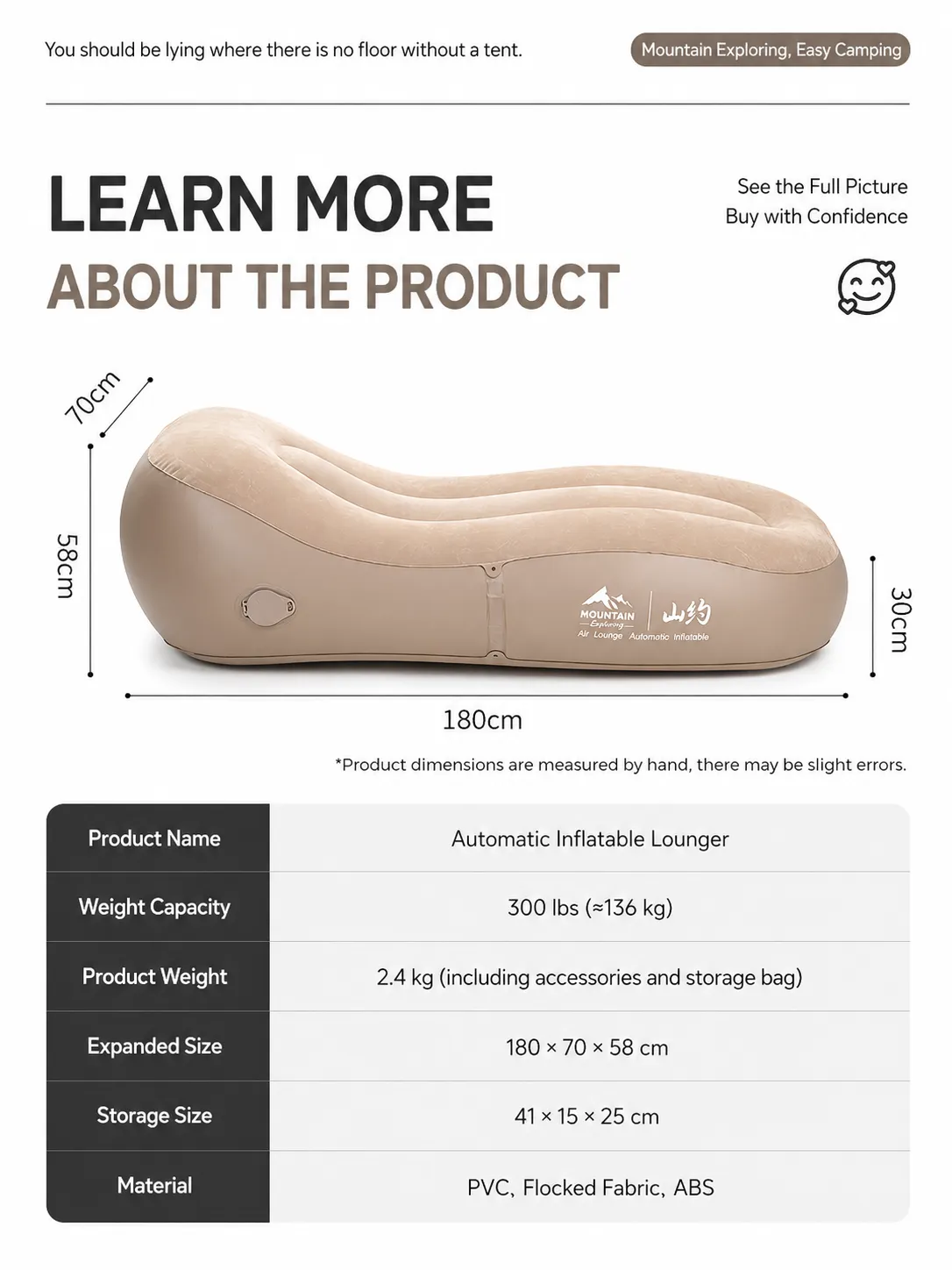 “Self-Inflating Single Lounger Inflatable Sleeping Bed” - Image 8