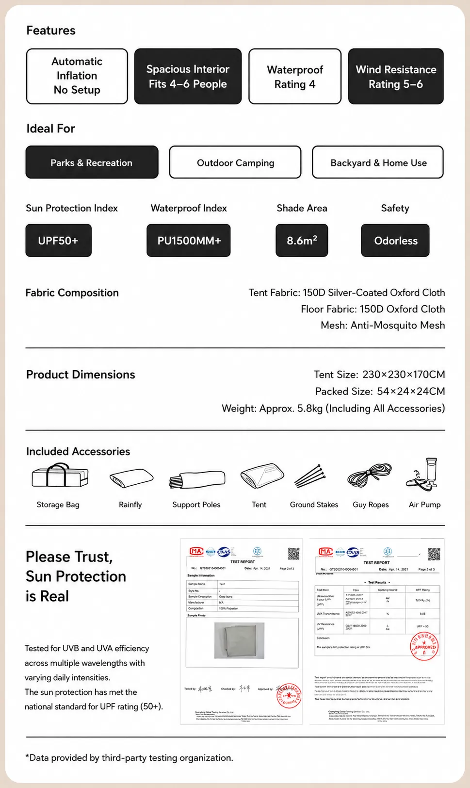 "Self-Inflating Camping Tent with Built-in Pump" - Image 7